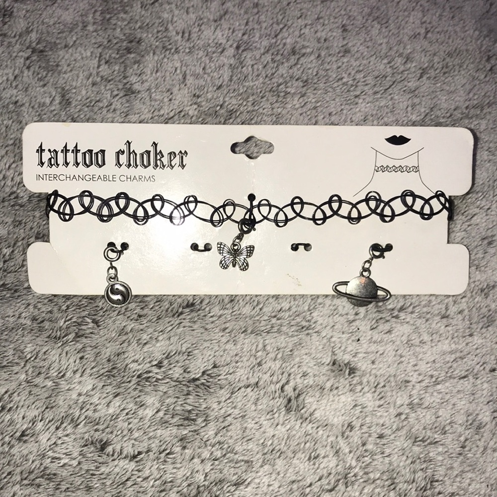 Tattoo Choker with Interchangeable Silver Charms